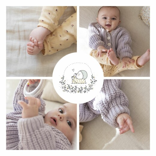 Geburtskarten Lovely baby Weiß - Vorderseite