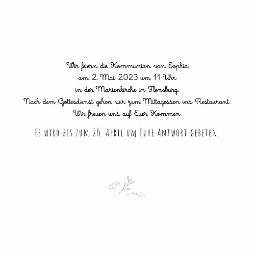 Einladungskarten Kommunion & Konfirmation Wiesenblume (Gold) Weiß - Seite 3