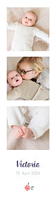 Geburtskarten Flower baby (fotostreifen) bis mitternachtsblau