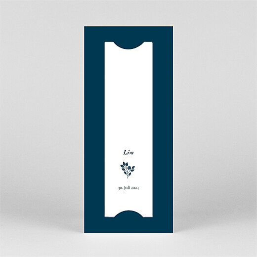 Einladungskarten Kommunion & Konfirmation Blumenornament (Fotostreifen) Blau - Ansicht 3