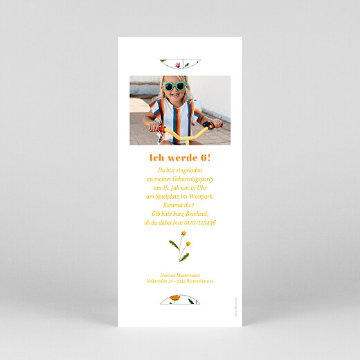 Einladungskarten Kindergeburtstag Wildblumenwiese (Fotostreifen) Weiß - Ansicht 4
