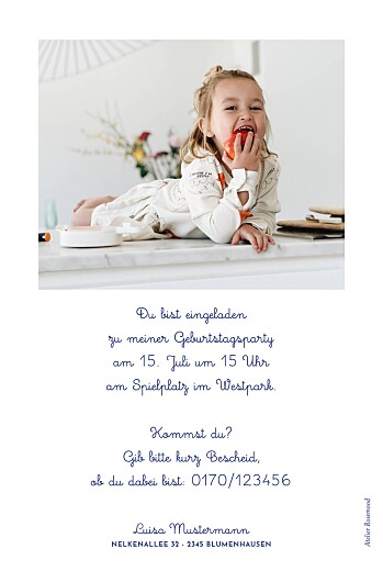 Einladungskarten Kindergeburtstag Lovely Day Tochter - Rückseite