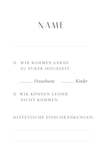Antwortkarte Hochzeit Waldtanz (Hoch) Beige - Rückseite