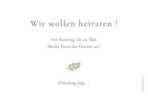 Save-the-Date Karten Blumentanz Weiß - Rückseite