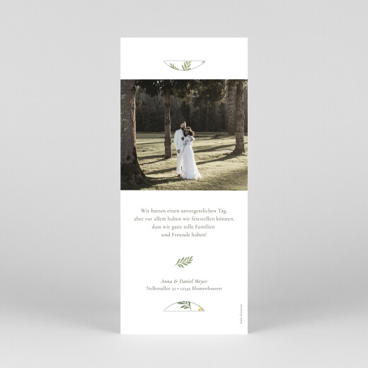 Dankeskarten Hochzeit Blumentanz (Fotostreifen) Weiß - Ansicht 4