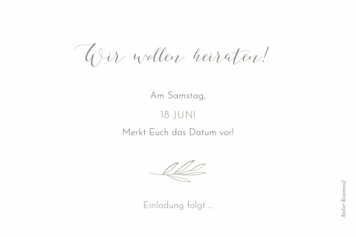 Save-the-Date Karten Zarte Zweige Weiß - Rückseite