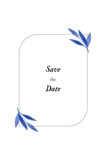 Save-the-Date Karten Blätteraquarell Blau - Vorderseite