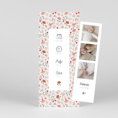 Geburtskarten Flower Baby (Piktogramme) Fotostreifen Rosa