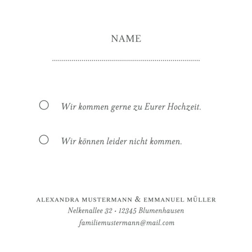 Antwortkarte Hochzeit Blumenidylle Weiß - Rückseite
