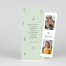 Einladungskarten Kommunion & Konfirmation Floral Minimal (Fotostreifen) Grün
