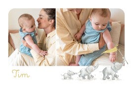 Geburtskarten Niedlicher Elefant (Querformat) weiß