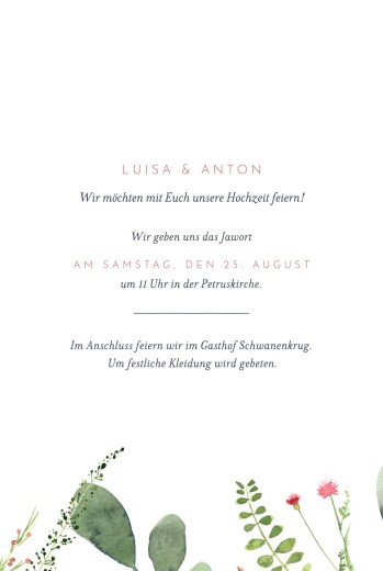 Hochzeitseinladungen Blumen Aquarell (Klappkarte) Hoch Rosa - Seite 3