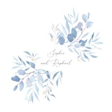 Hochzeitseinladungen Greenery Leaves (Klappkarte) Blau