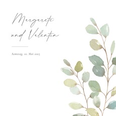 Hochzeitseinladungen Eukalyptus Aquarell (Klappkarte) Weiss