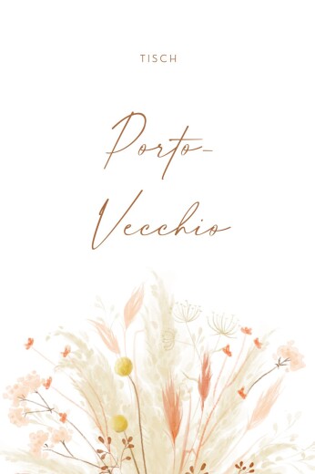 Tischkarten Hochzeit Pampas & Wildblumen Weiß - Vorderseite