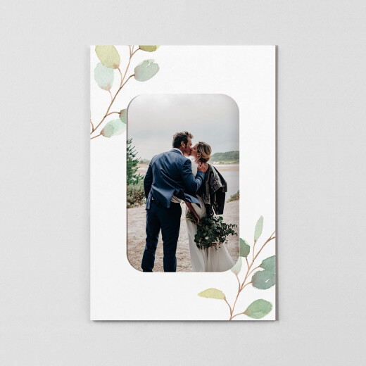 Dankeskarten Hochzeit Eukalyptus Aquarell (Fotorahmen) Weiss - Ansicht 2