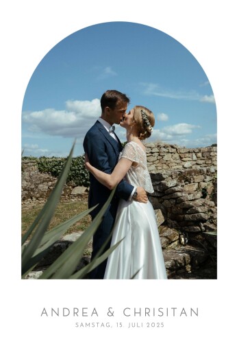 Hochzeitseinladungen Elegant Foto (Bogenform) weiß - Vorderseite