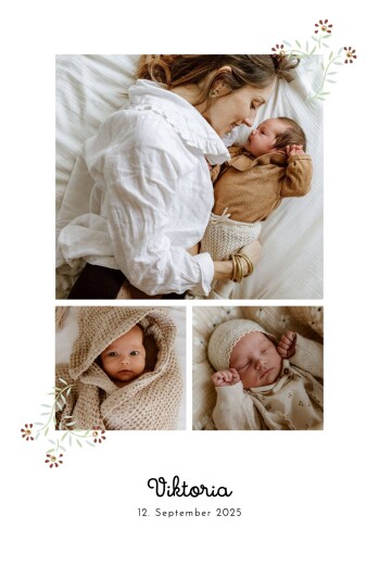 Geburtskarten Kleines Äffchen (3 Fotos) weiß - Vorderseite